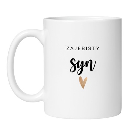 Śmieszny kubek biały 330 ml z nadrukiem – humorystyczny wzór dla syna, doskonały do biura.