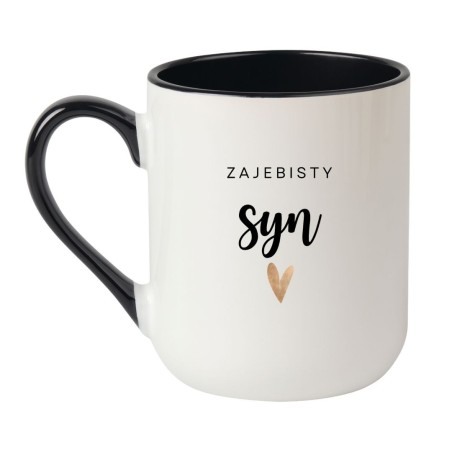 Kubek elegancki biało-czarny 330 ml z napisem – kubek z nadrukiem dla syna, sprawdź bestseller.