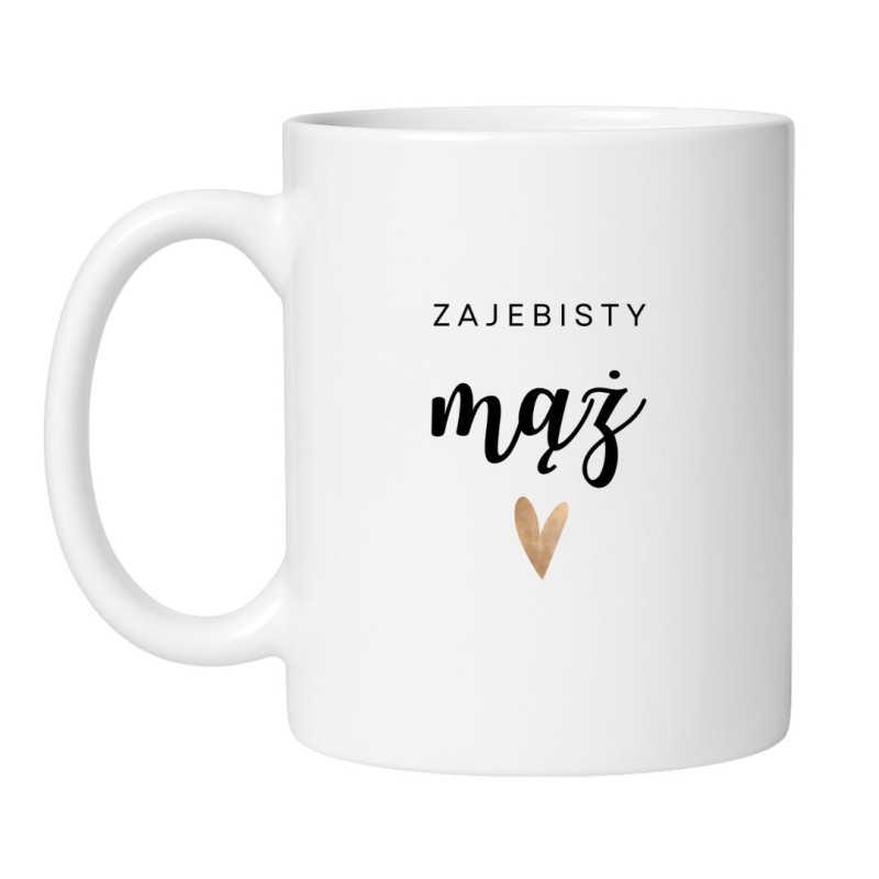 Śmieszny kubek biały 330 ml z napisem – humorystyczny nadruk dla męża, idealny do biura.