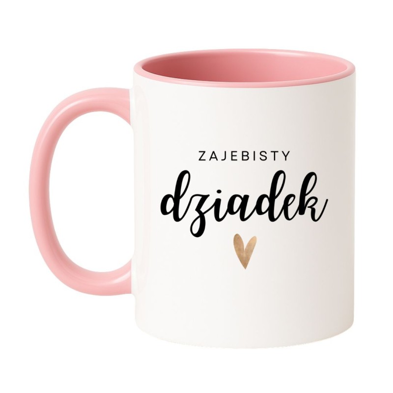 Kubek biało-różowy 330 ml z napisem – kubek z nadrukiem dla dziadka, nietypowy prezent z humorem.