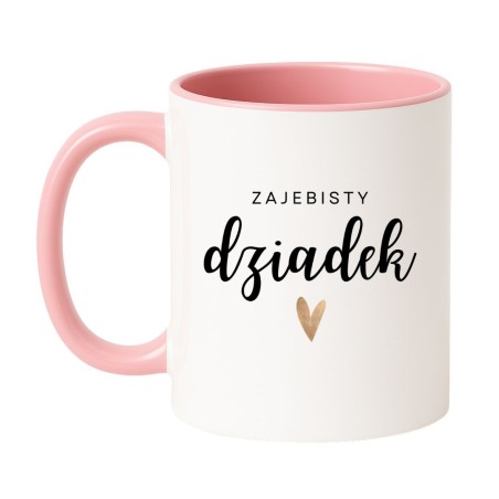 Kubek biało-różowy 330 ml z napisem – kubek z nadrukiem dla dziadka, nietypowy prezent z humorem.