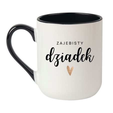 Kubek elegancki biało-czarny 330 ml z napisem – elegancki kubek z nadrukiem dla dziadka, świetny prezent.