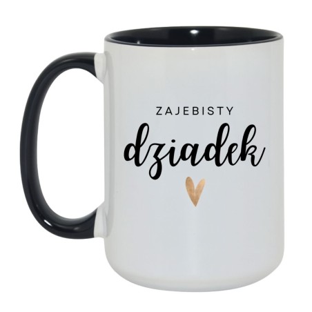 Kubek duży biało-czarny 450 ml z napisem – kubek z nadrukiem dla dziadka, zabawny upominek.