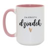 Kubek duży biało-różowy 450 ml z napisem – kubek z nadrukiem dla dziadka, idealny na śmieszny prezent.