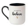 Kubek elegancki biało-czarny 330 ml z napisem – kubek z nadrukiem dla babci, idealny do biura.
