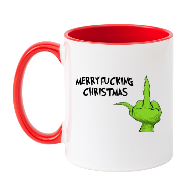 Kubek z napisem Merry Fucking Christmas prezent pod choinkę