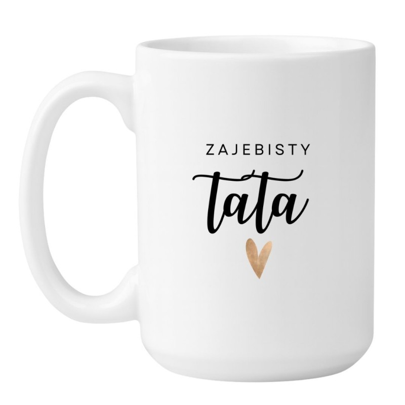 Kubek duży biały 450 ml z napisem – kubek z nadrukiem dla taty, idealny do pracy i domu.