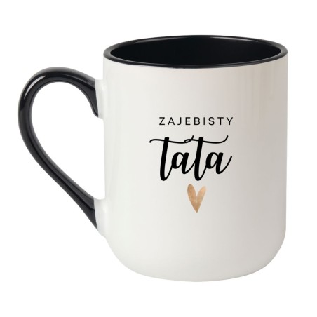 Kubek elegancki biało-czarny 330 ml z napisem – kubek z nadrukiem dla taty, must-have dla fanów kawy.