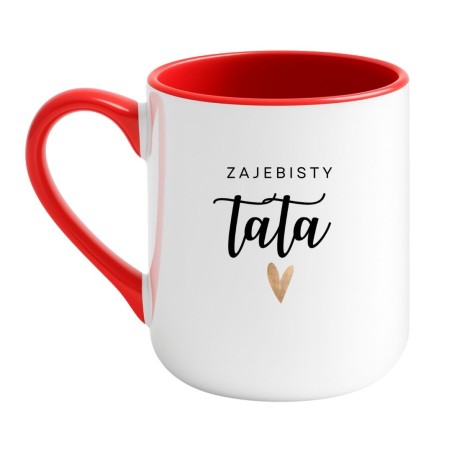 Kubek elegancki biało-czerwony 330 ml z napisem – kubek z nadrukiem dla taty, idealny do herbaty.