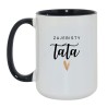 Kubek duży biało-czarny 450 ml z napisem – kubek z nadrukiem dla taty, doskonały do porannej kawy.