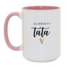 Kubek duży biało-różowy 450 ml z napisem – kubek z nadrukiem dla taty, śmieszny prezent do biura.