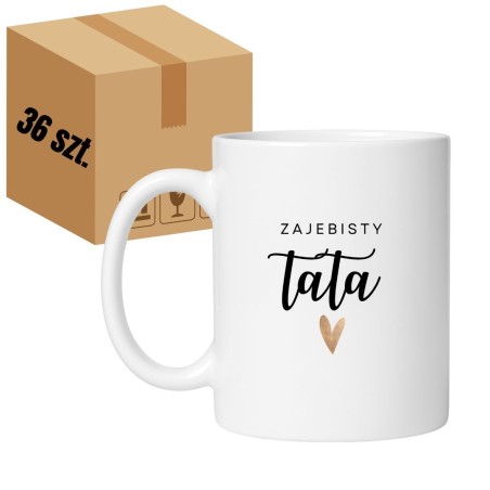 Kubek biały 330 ml z napisem – zestaw 36 sztuk HURT, kubki z nadrukiem dla taty, oferta hurtowa.