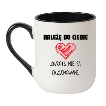 Kubek elegancki biało-czarny 330 ml z nadrukiem serca – stylowy kubek z romantycznym motywem, bestseller.