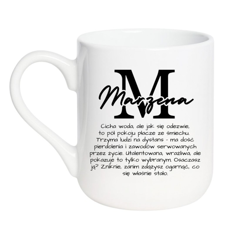 Kubek elegancki biały 330 ml z napisem bez cenzury – śmieszny kubek z humorem, must-have dla fanów kawy.