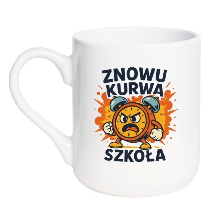 Kubek elegancki biały 330 ml z nadrukiem bez cenzury – śmieszny kubek z napisem, doskonały gadżet do pracy.