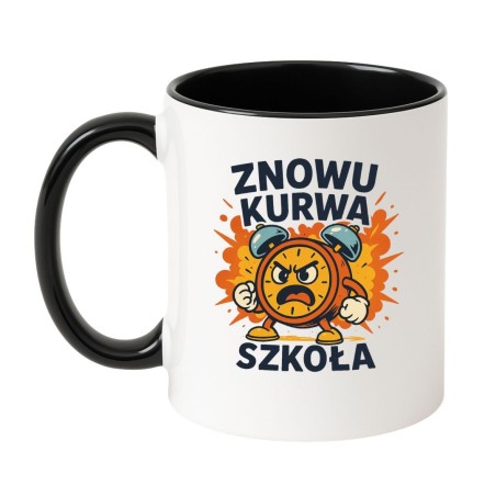 Kubek biało-czarny 330 ml z nadrukiem bez cenzury – śmieszny kubek z napisem, idealny do biura lub szkoły.