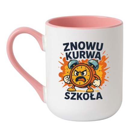 Kubek elegancki biało-różowy 330 ml z nadrukiem bez cenzury – śmieszny kubek z napisem, must-have dla kawoszy.