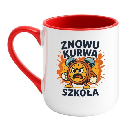 Kubek elegancki biało-czerwony 330 ml z chamskim nadrukiem – śmieszny kubek do biura, sprawdź bestseller.