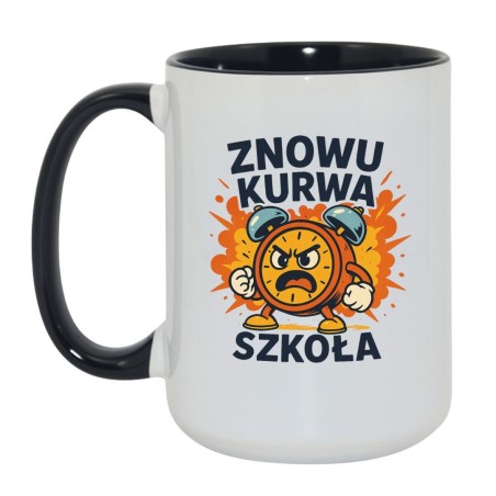 Kubek duży biało-czarny 450 ml z nadrukiem bez cenzury – humorystyczny kubek z napisem, chamski prezent bez cenzury.
