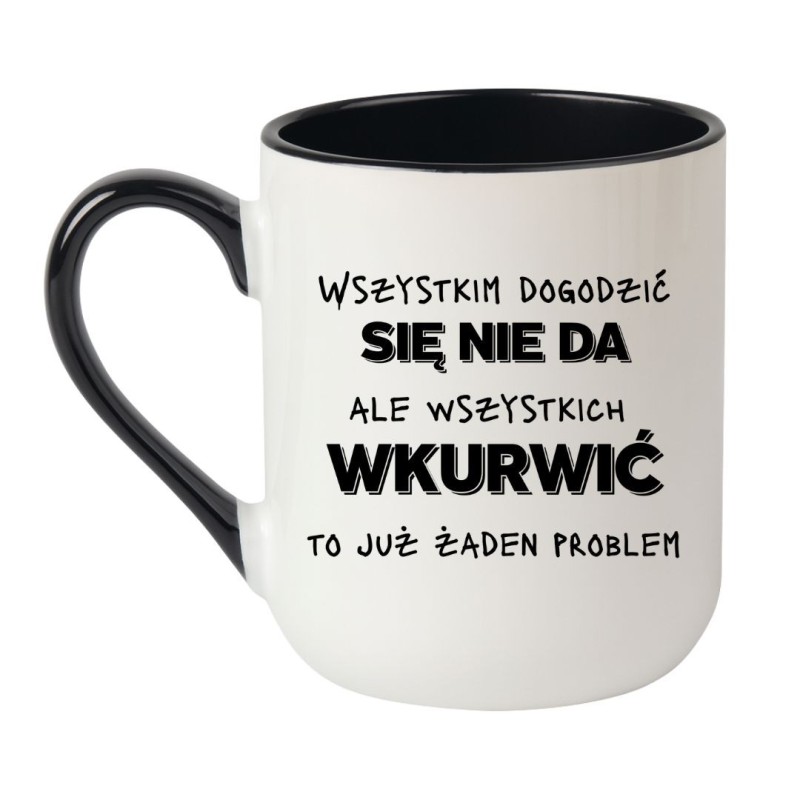 Kubek elegancki biało-czarny 330 ml z nadrukiem bez cenzury – śmieszny kubek z napisem, idealny do biura.
