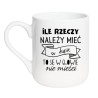 Kubek elegancki biały 330 ml z chamskim nadrukiem – śmieszny kubek z napisem, must-have do pracy.