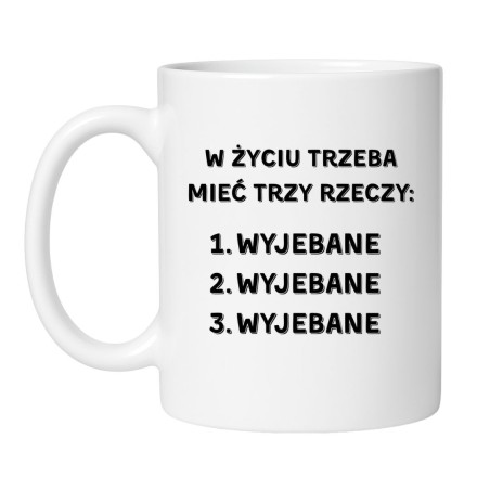 Śmieszny kubek biały 330 ml z chamskim napisem – kubek z nadrukiem bez cenzury, świetny prezent dla znajomego.
