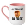 Kubek elegancki biało-różowy 330 ml z nadrukiem – śmieszny kubek z humorystycznym motywem, do biura.