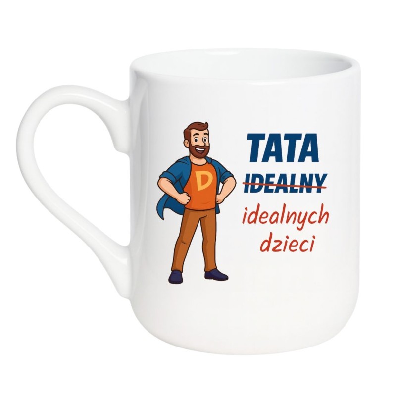 Kubek elegancki biały 330 ml z nadrukiem – humorystyczny kubek dla ojca, idealny do kawy lub biura.