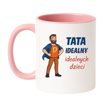 Kubek biało-różowy 330 ml z humorystycznym nadrukiem – idealny kubek dla taty z dystansem.
