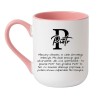 Kubek elegancki biało-różowy 330 ml z nadrukiem – humorystyczny kubek z imieniem Piotr, must-have do kawy.