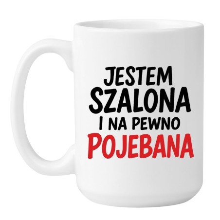Kubek duży biały 450 ml z nadrukiem bez cenzury – chamski kubek z napisem, doskonały do biura.