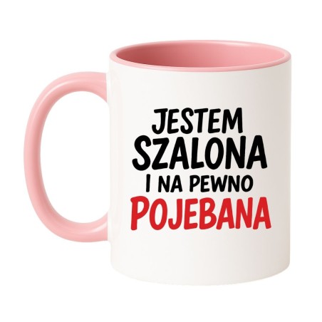 Kubek biało-różowy 330 ml z nadrukiem bez cenzury – humorystyczny kubek dla kobiet z charakterem.