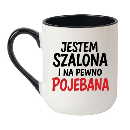 Kubek elegancki biało-czarny 330 ml z nadrukiem bez cenzury – kubek z odważnym napisem, hit dla biura.