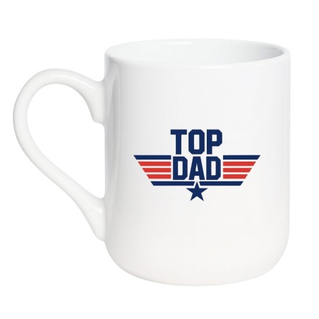 Kubek elegancki biały 330 ml z grafiką Top Dad – stylowy gadżet do pracy
