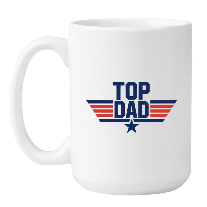 Kubek duży biały 450 ml z nadrukiem Top Dad – must-have dla taty