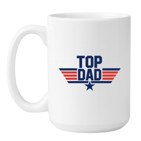 Kubek duży biały 450 ml z nadrukiem Top Dad – must-have dla taty