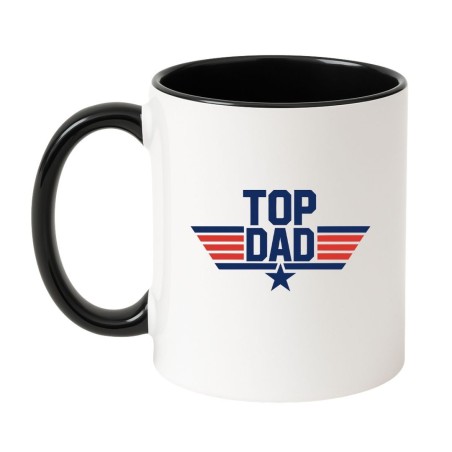 Kubek biało-czarny 330 ml z nadrukiem Top Dad – idealny dla biura
