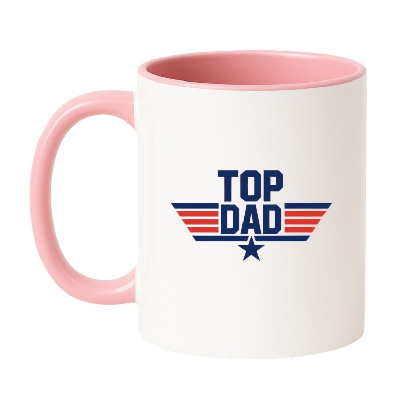 Kubek biało-różowy 330 ml z motywem Top Dad – świetny kubek dla rodzica