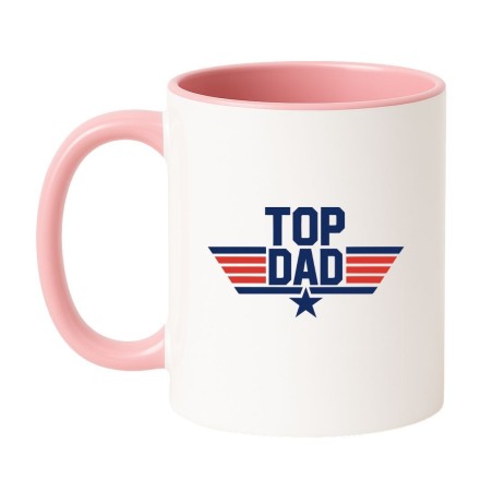 Kubek biało-różowy 330 ml z motywem Top Dad – świetny kubek dla rodzica