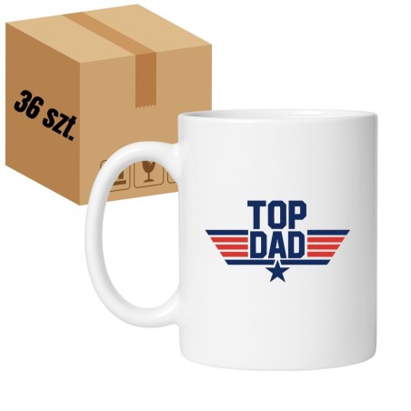 Kubek biały 330 ml z nadrukiem Top Dad – zestaw 36 sztuk HURT dla sklepu