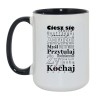 Kubek duży biało-czarny 450 ml z nadrukiem tekstowym – kubek na kawę