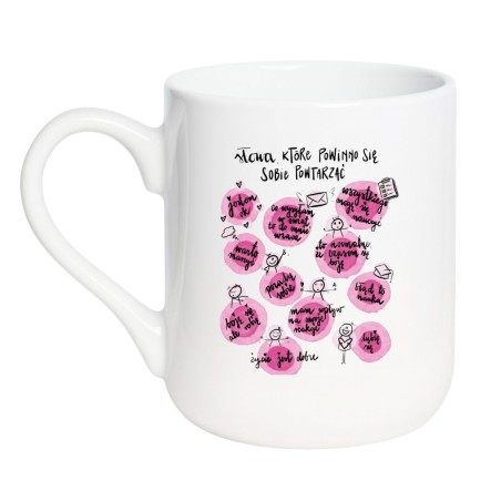 Kubek elegancki biały 330 ml z rysunkową grafiką – must-have dla kawoszy