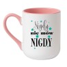 Kubek elegancki biało-różowy 330 ml z humorystycznym wzorem – must-have fanów kawy
