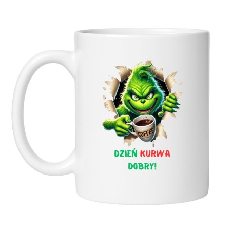 Śmieszny kubek biały 330 ml ze śmieszną ilustracją i chamskim napisem – śmieszny kubek na prezent